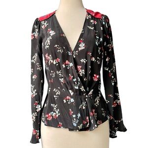 Tanya Taylor Clio Silk Floral Blouse Wrap Top Sz 6